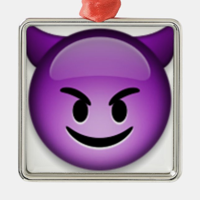 Ornement Carré Argenté Emoji vilain font face (Devant)