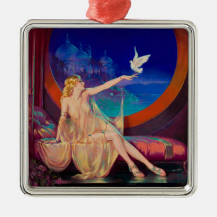 Ornement Carré Argenté Enchantement Arabian Haseki Sultans Princesse 1925