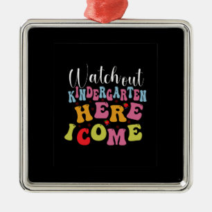 Ornement Carré Argenté Enseignant Surveillez La Maternelle Ici Je Viens