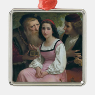 Ornement Carré Argenté Entre la richesse et l'amour (par Bouguereau)