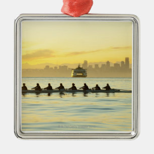 Ornement Carré Argenté Équipe 2 d'aviron