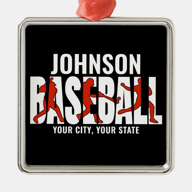 Ornement Carré Argenté Équipe de baseball AJOUTER NOM Champion Joueur de  (Devant)