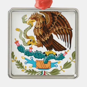 Ornement Carré Argenté Escudo Nacional de México - Emblema Mexicano