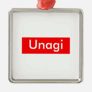Ornement Carré Argenté Étiquette Unagi