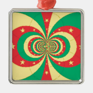 Ornement Carré Argenté étoile à cinq branches République du Cameroun