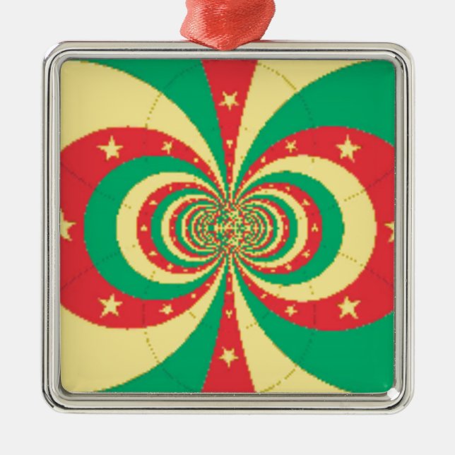 Ornement Carré Argenté étoile à cinq branches République du Cameroun (Devant)