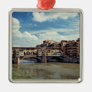 Ornement Carré Argenté Europe, Italie, Florence. Le Ponte Vecchio