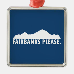 Ornement Carré Argenté Fairbanks Alaska S'il vous plaît