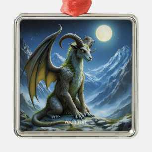 Ornement Carré Argenté Fantastique mouton dragon mythique mignon