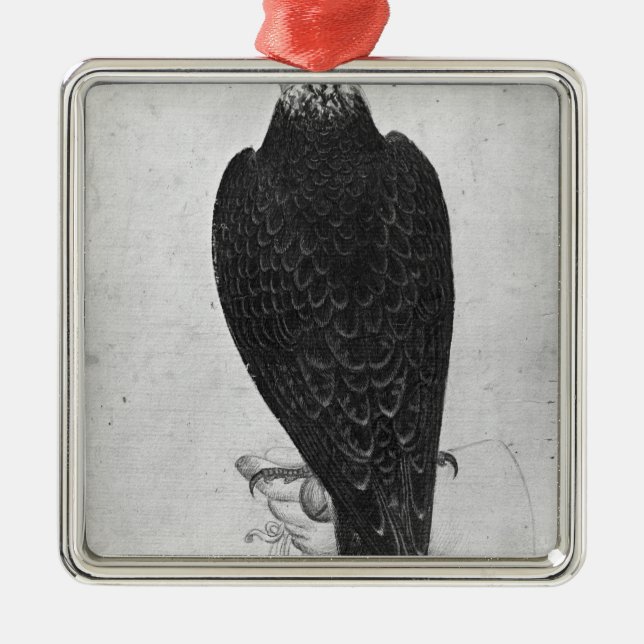 Ornement Carré Argenté Faucon en main (Devant)