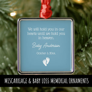 Ornement Carré Argenté Fausse couche / Bébé Perte Memorial Noël