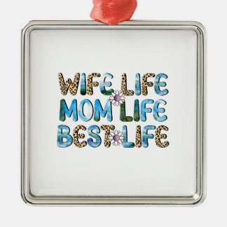 Ornement Carré Argenté Femme Vie Maman Vie Meilleure vie