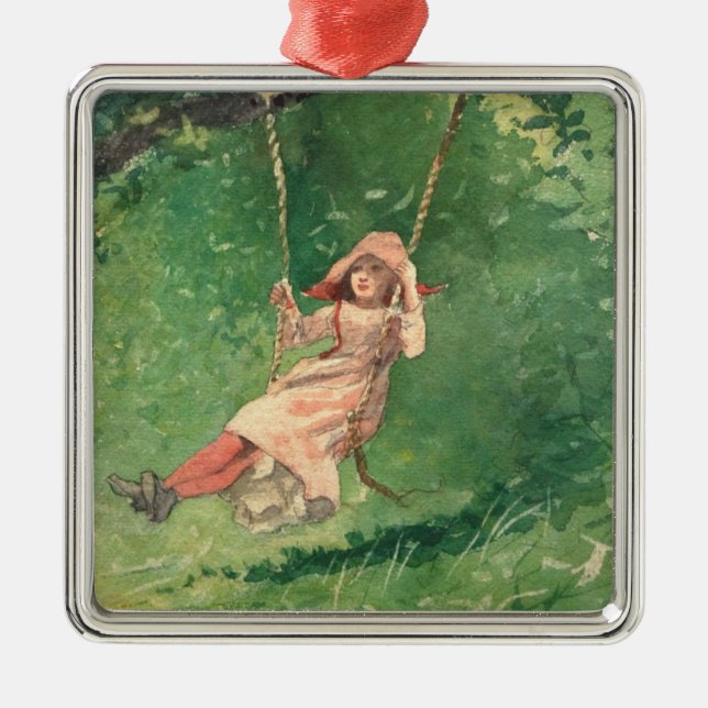 Ornement Carré Argenté Fille sur une aile (Enfance rurale) (Maison Winslo (Devant)