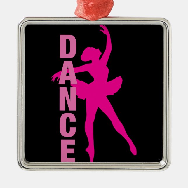 Ornement Carré Argenté Filles Hot rose Ballerina Danse (Devant)
