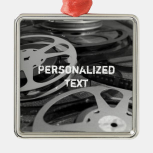 Ornement Carré Argenté Film Reel / Film Reel Nom personnalisé
