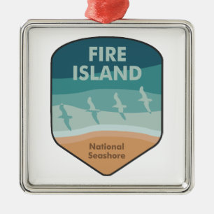 Ornement Carré Argenté Fire Island National Seashore New York Seaguls