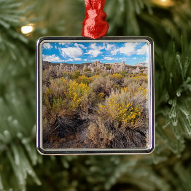 Ornement Carré Argenté Fleurs | Blooming Sagebrush Californie (Arbre)