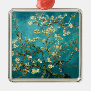 Ornement Carré Argenté Fleurs d'amandier de Van Gogh Impressionnisme clas