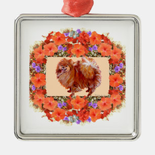 Ornement Carré Argenté Floral de Poméranie