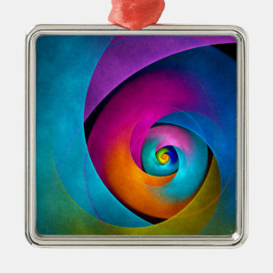 Ornement Carré Argenté Floral moderne Art Abstrait rose Bleu Motif #17