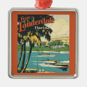 Ornement Carré Argenté Fort Lauderdale Floride vintage années 20