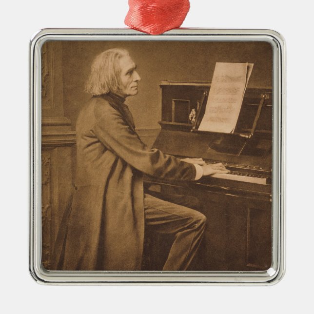 Ornement Carré Argenté Franz Liszt au piano (Devant)