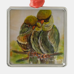 Ornement Carré Argenté Frida Kahlo Oiseaux peints
