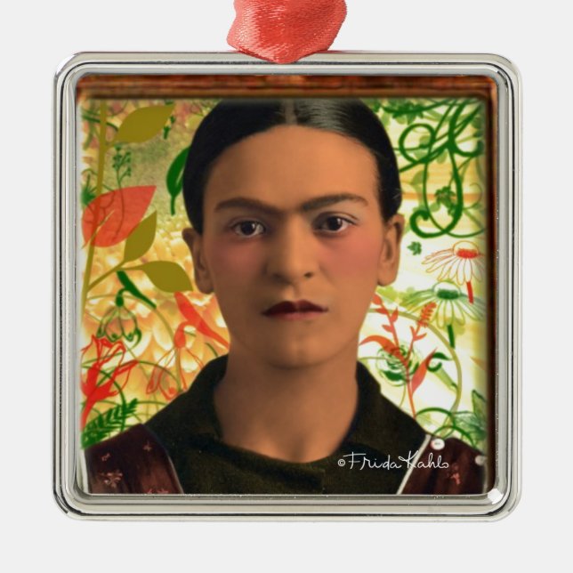 Ornement Carré Argenté Frida Kahlo Reflejando (Devant)
