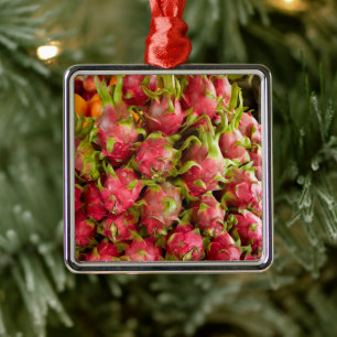 Ornement Carré Argenté Fruits de dragon  Le marché de Can Duoc