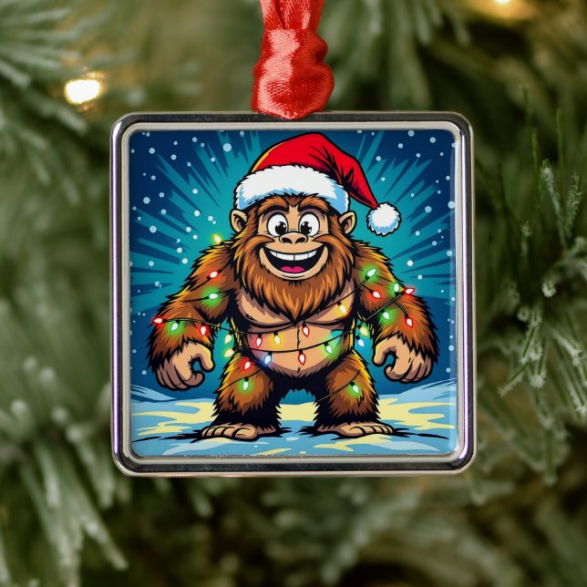 Ornement Carré Argenté Funny Christmas Sasquatch  Bigfoots (Arbre)