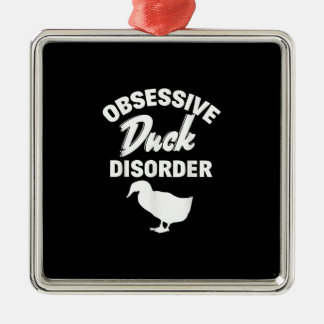 Ornement Carré Argenté Funny Duck Hunting Odd Obsessive Duck Disorder