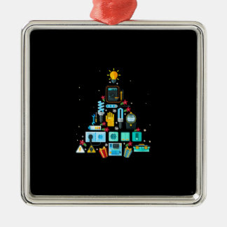 Ornement Carré Argenté Funny Electrician