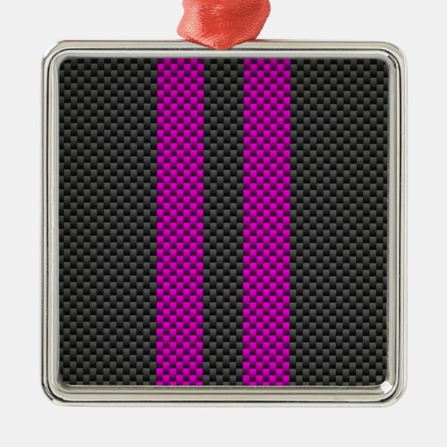 Ornement Carré Argenté Fuschsia Pink en fibre de carbone (Devant)