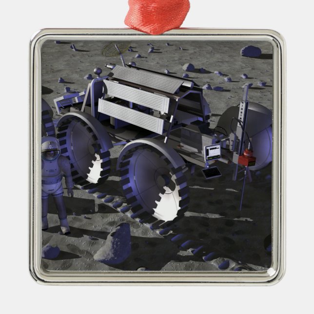 Ornement Carré Argenté Futures missions d'exploration spatiale 10 (Devant)