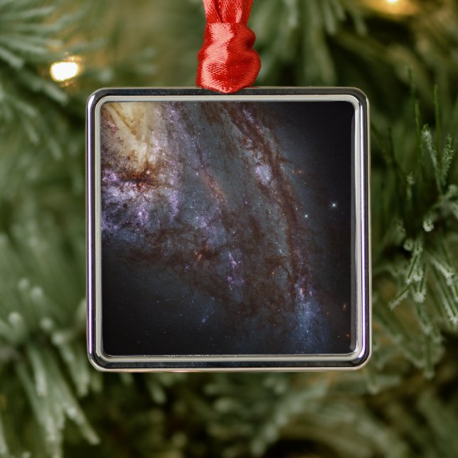 Ornement Carré Argenté Galaxie Spirale Ngc 3627. (Arbre)