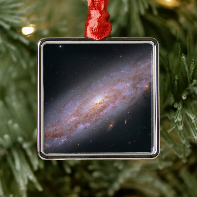 Ornement Carré Argenté Galaxie Spirale Ngc 3972. (Arbre)