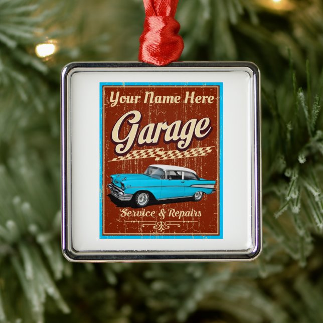 Ornement Carré Argenté Garage de voiture de luxe personnalisé (Arbre)
