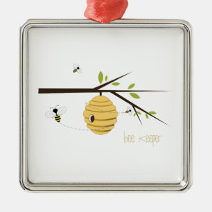 Ornement Carré Argenté Gardien d'abeille