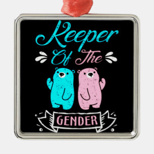 Ornement Carré Argenté Gardien de l'ours en peluche rose et bleu genre