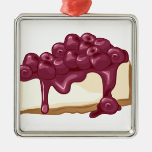 Ornement Carré Argenté Gâteau au fromage de cerise
