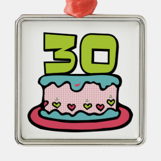 Ornement Carré Argenté Gâteau d'anniversaire de 30 ans