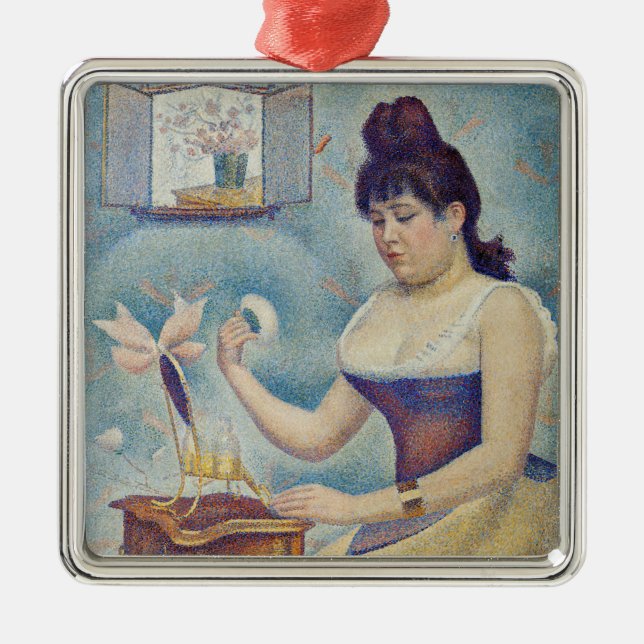 Ornement Carré Argenté Georges Seurat - Jeune Femme Se Poussant (Devant)