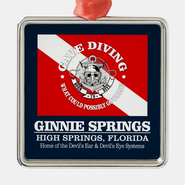 Ornement Carré Argenté Ginnie Springs (les meilleures grottes) (Devant)