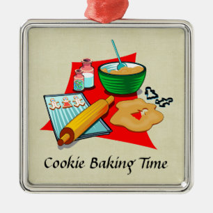 Ornement Carré Argenté Gîtes de Noël Cookies de Noël Ingrédients Baker