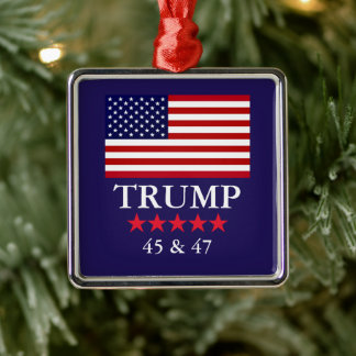 ORNEMENT CARRÉ ARGENTÉ GLASS PRESIDENT DONALD TRUMP CHRISTMAS ORNAMENT