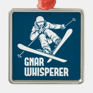 Ornement Carré Argenté Gnar Whisperer Ski