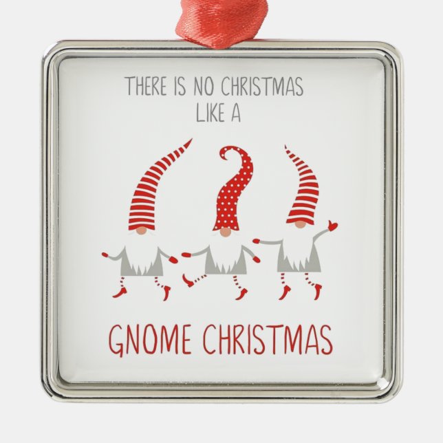 ORNEMENT CARRÉ ARGENTÉ GNOME NOËL COMME UNE NOËL GNOME (Devant)