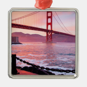 Ornement Carré Argenté Golden Gate Bridge, photo pittoresque,