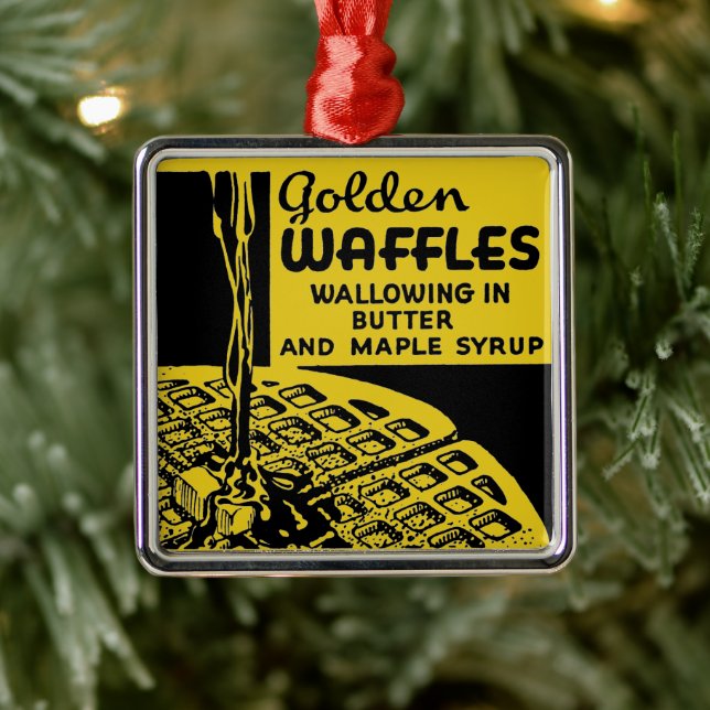Ornement Carré Argenté Golden Waffles Breakfast (Arbre)