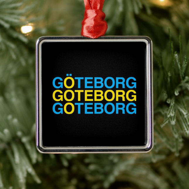 Ornement Carré Argenté GOTEBORG Swedish Flag (Arbre)
